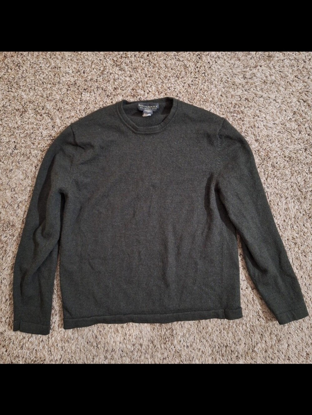 Banana Republic Extra Fine Italian Merino Wool Sweater Olive Forest Green Size M